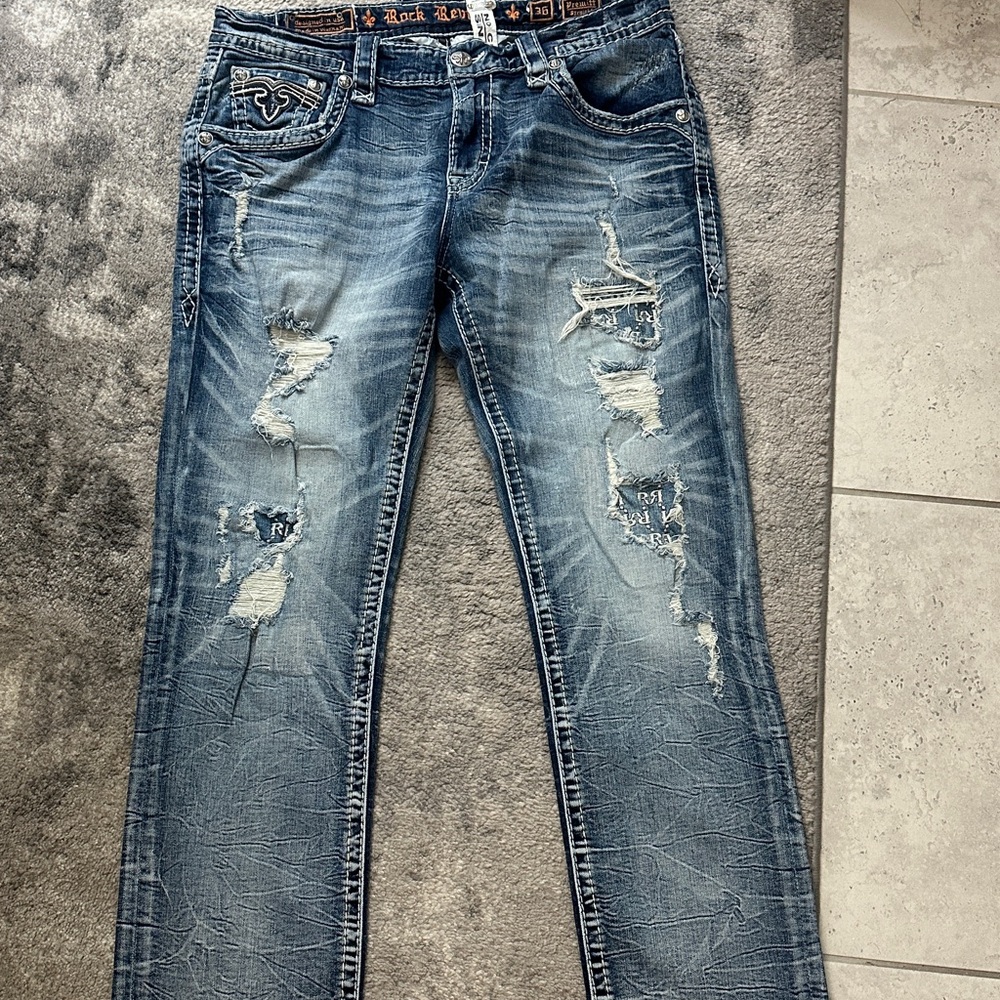 Rock Revival Blue Distressed Jeans